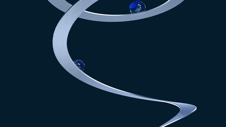 marbles traveling up spiral illustration