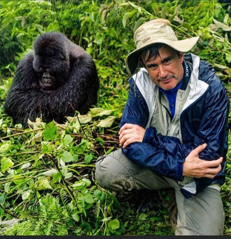 Jack and gorilla in Africa