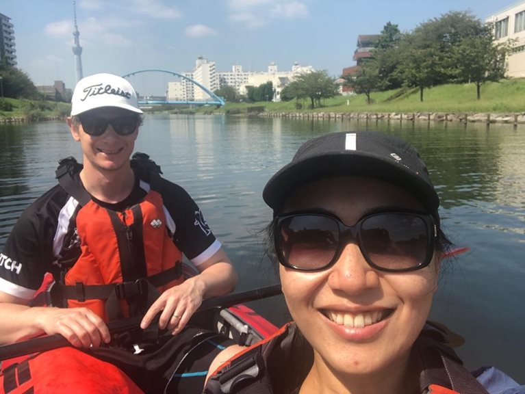 Mina and husband canoeing 