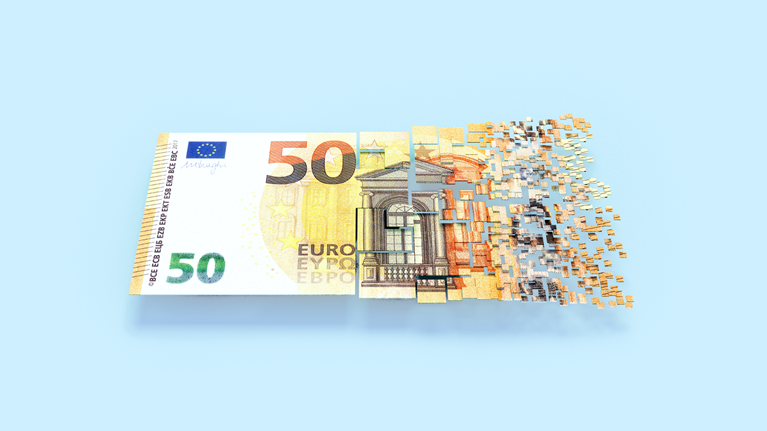 Dissolving Euro banknote